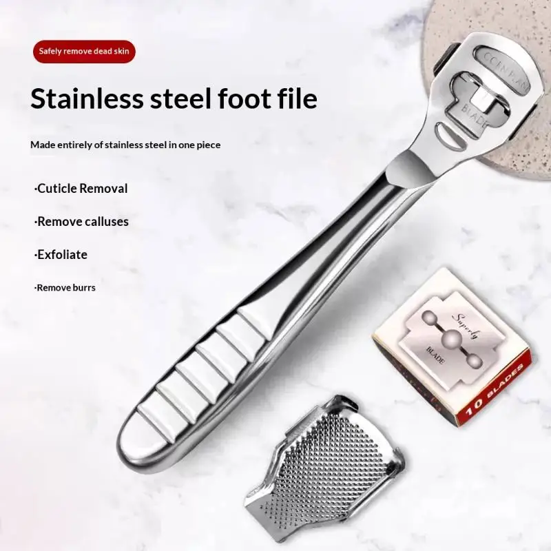 Professional Foot Callus Remover Shaver Kit 10 Blades Extra File Head Stainless Steel for Dead Skin Removal Home Use