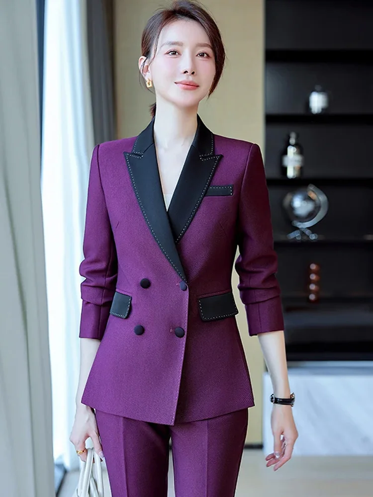 

Fashion Office Ladies Formal Pant Suit 2 Piece Set Women Female Business Work Wear Blazer Jacket And Trouser For Autumn Winter