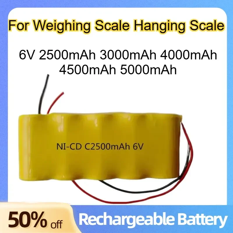 Ni-CD Battery 6V 2500mAh 3000mAh 4000mAh 4500mAh 5000mAh for Weighing Scale Hanging Scale Rechargeable Batteries