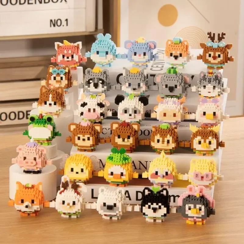 مكعبات بناء كرتونية على شكل دب لينا على شكل فراولة متوافقة مع ألعاب بيض حيوانات ليغو ألعاب تعليمية لتجميع الأطفال