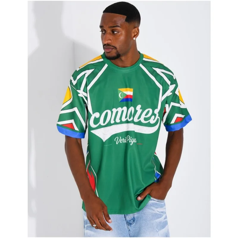 2026 Hot Summer Comoros Breathable Soccer Fan Jersey National Team Football Fitness Training Breathable Sports Tshirt Unisex Top