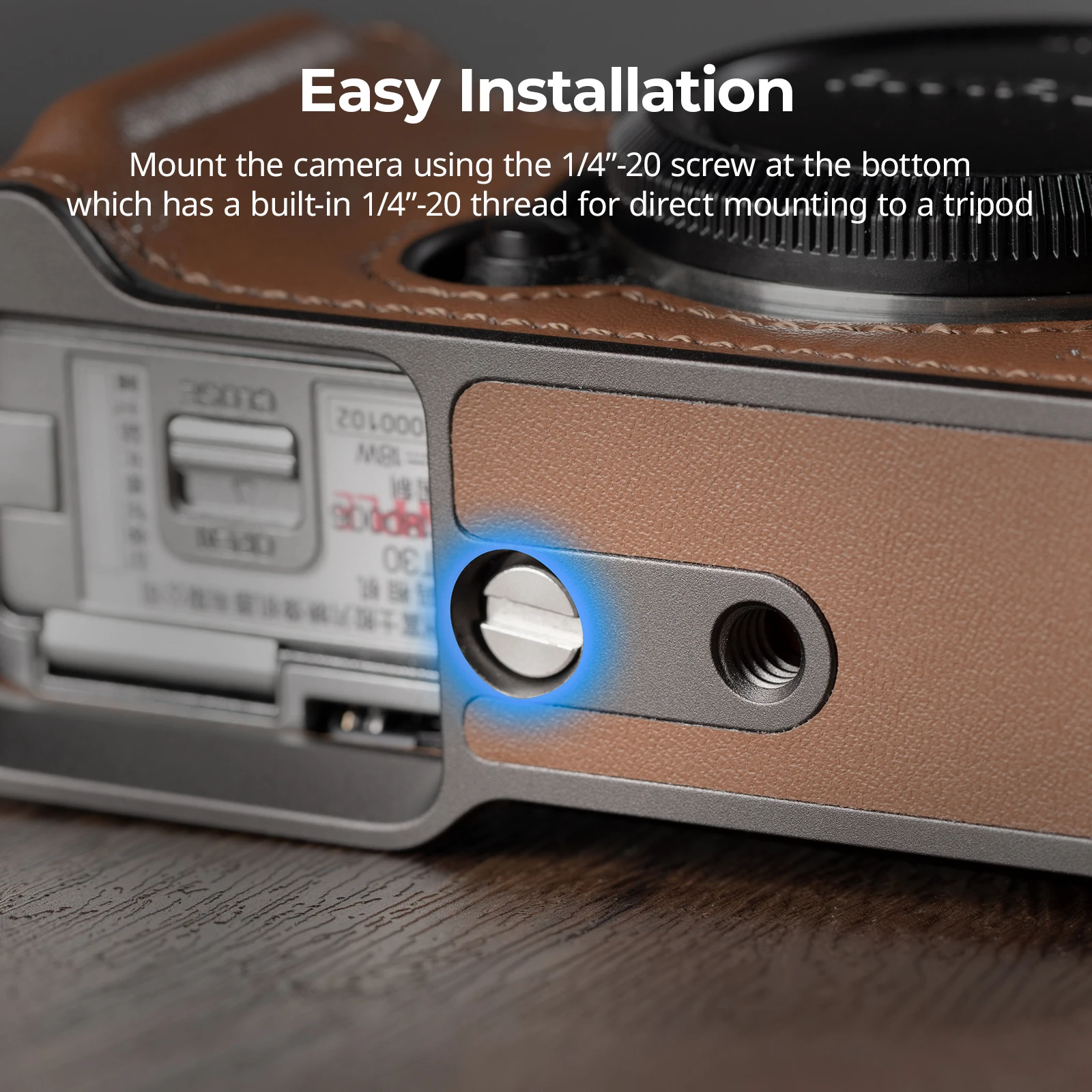 Zestaw skórzanej półobudowy SmallRig X-T30 III do FUJIFILM X-T30 / X-T30 II / X-T30 III, z paskiem na ramię, płaskim kluczem, w stylu retro. — zdjęcie produktu 5