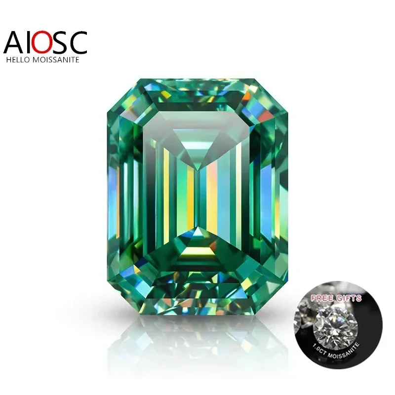 

AIOSC Emerald Cut Moissanite Loose Stone Green Color 0.5~10.0ct Gemstones for Women Jewelry Ring Material with GRA Certificate