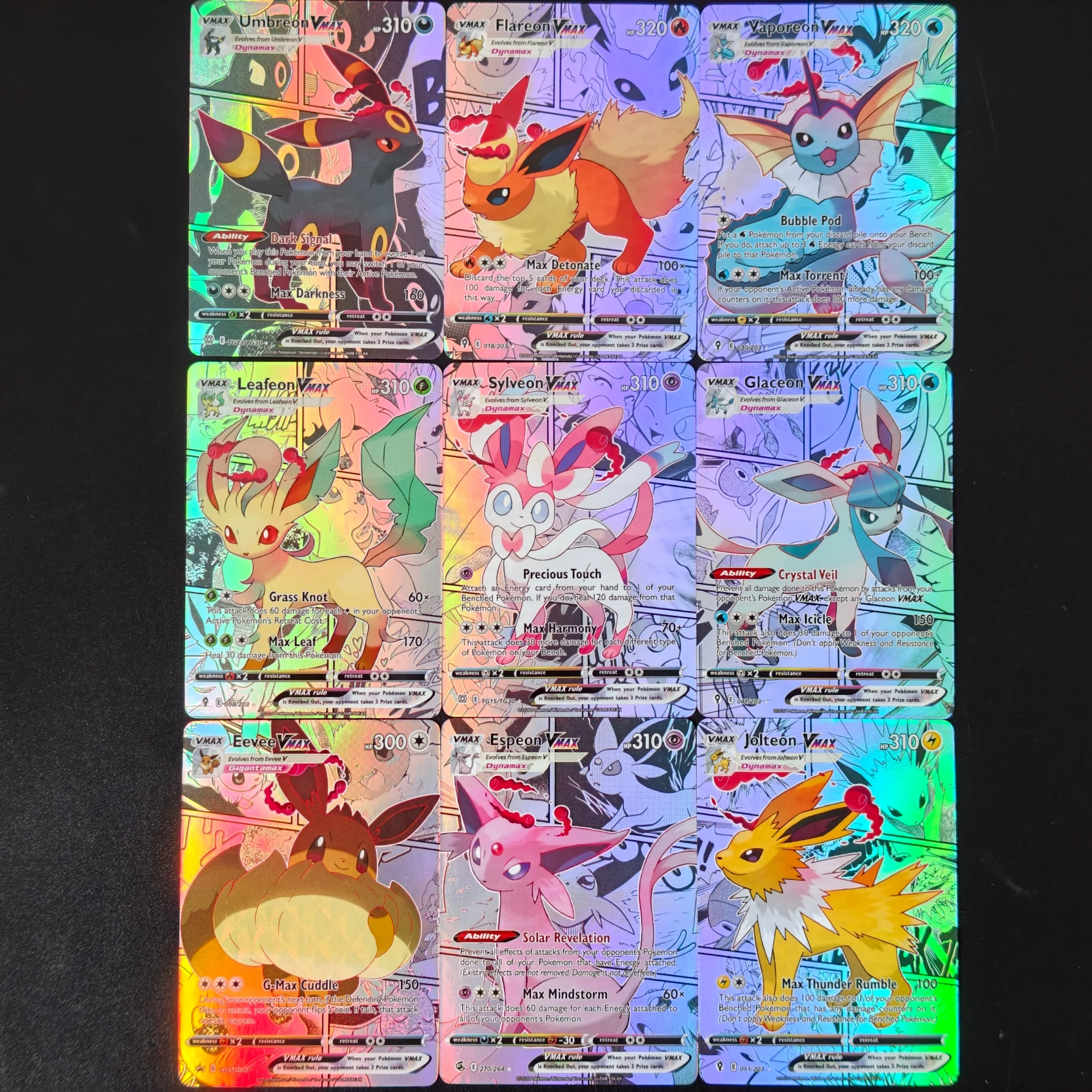 DIY PKM Card TCG Comic Series Eevee Sylveon Umbreon Flareon Leafeon Espeon Self Made Classic Game Anime Cards Gift Toy