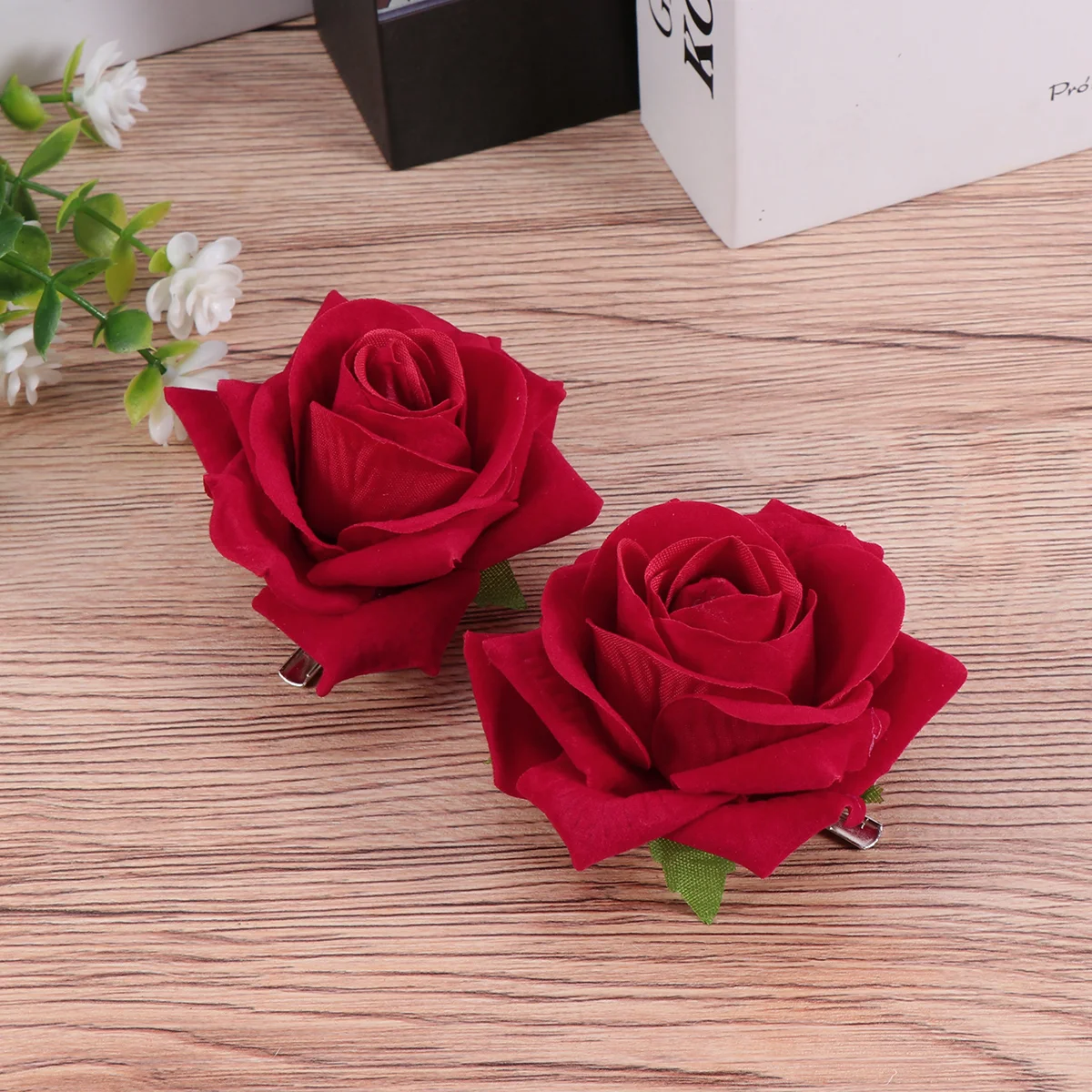 

Pink Hair Clips Flower Hairpin Rose for Girl Decoration Cloth Brooch Red Simulation Bridegroom