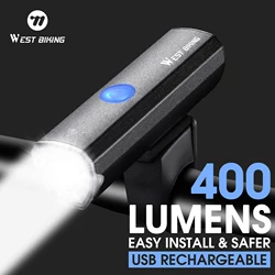 WEST BIKING Bicycle Headlights LED USB Bike Front Light Rechargeable 1600mAh Lithium Battery MTB Aluminium Alloy Flashlights