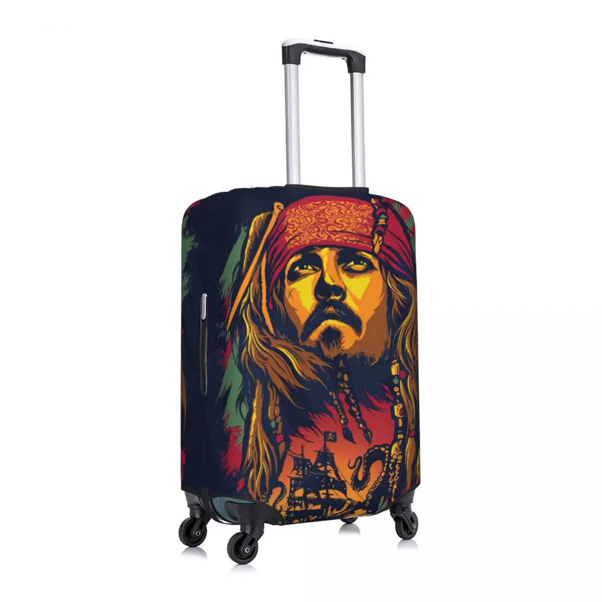 Fundas protectoras para equipaje con estampado de capitán Jack Sparrow, cubiertas antipolvo elásticas e impermeables para maletas de 18 a 32 pulgadas, accesorios de viaje