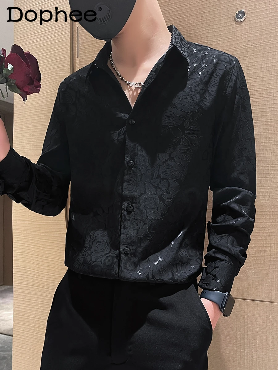 

2025 New Spring and Autumn High-end Long Sleeve Shirt Men's Fashion Trendy Loose Casual Youth Popular Turn-down Collar Shirt