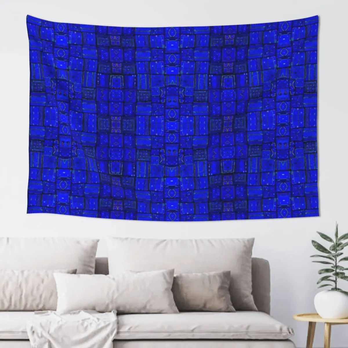 

Tranquil Azure: Geometric Bohemian Moroccan Masterpiece Tapestry Wall Hanging Decor Home Decor Accessories Tapestry