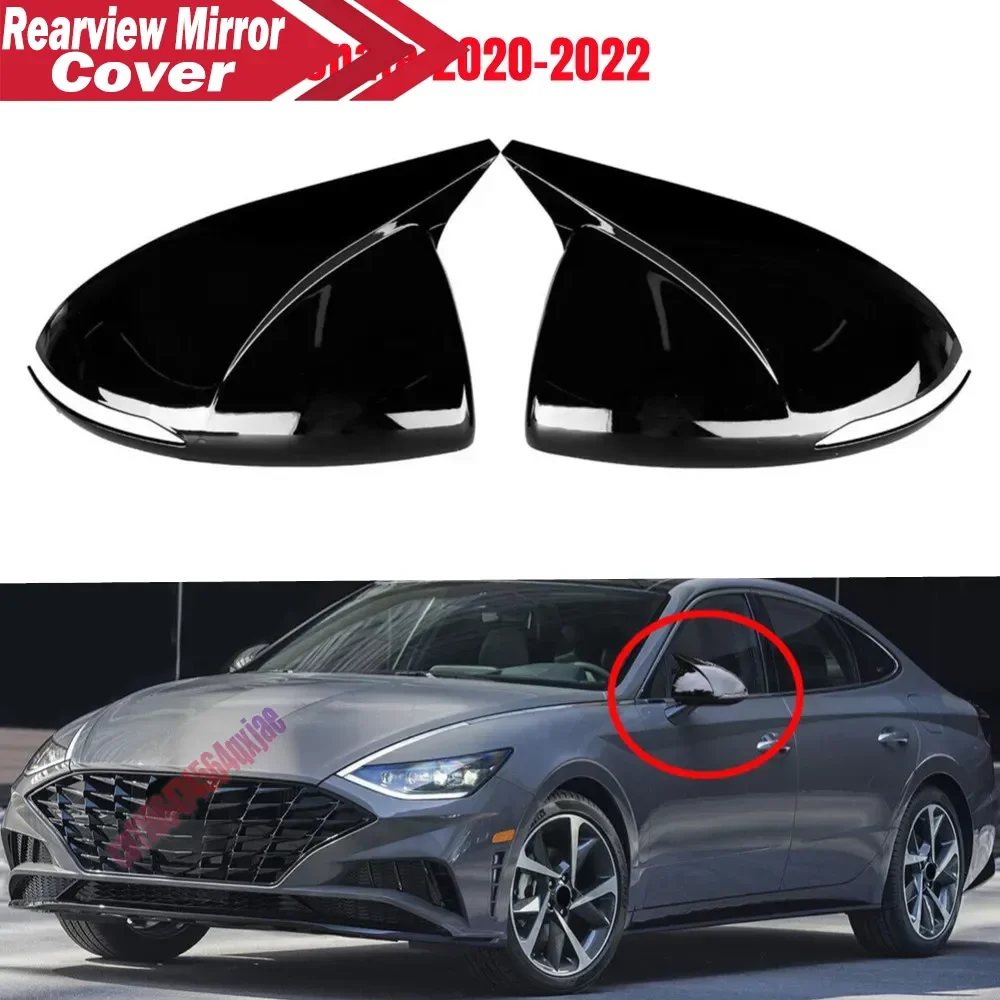 For Hyundai Sonata DN8 2020-2022 ABS Car Rearview Side Mirror Cover Wing Cap Exterior Door Housing Trim Adhesive Sticker
