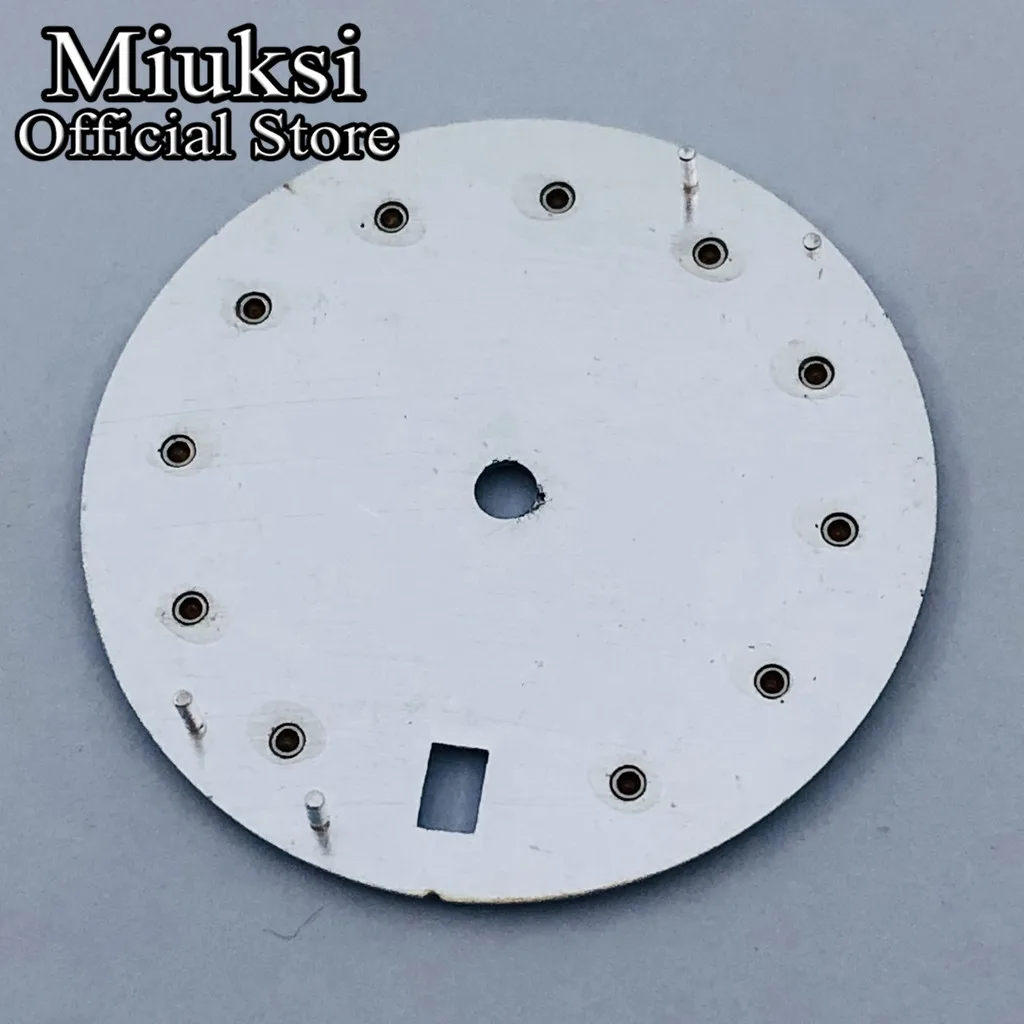 Miuksi 28.5mm black blue silver pink gray sterile watch dial fit NH34 NH35 movement fit 3/3.8/4.2 o\'clock crown