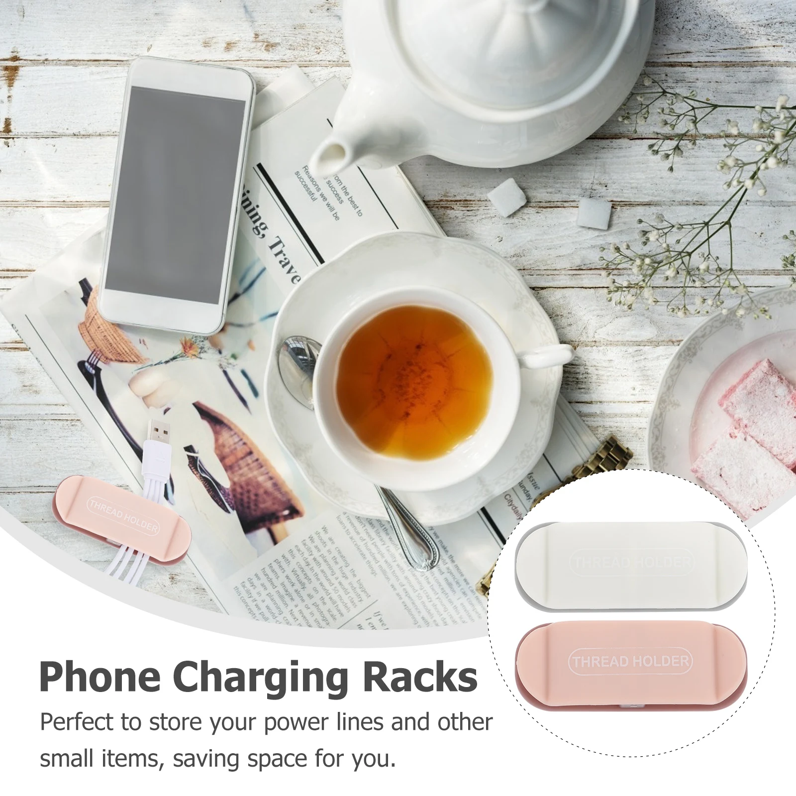 

8 Pcs ABS Wall Mounted ganizer Hooks Non Punching Adhesive Compact Storage Rack Bedroom Living Room Phone Charging