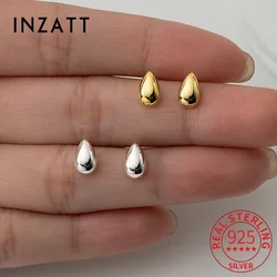 INZATT Real 925 Sterling Silver 5*8mm 18K Water Drop Mini Stud Earrings for Women Classic Fine Jewelry Minimalist Accessories