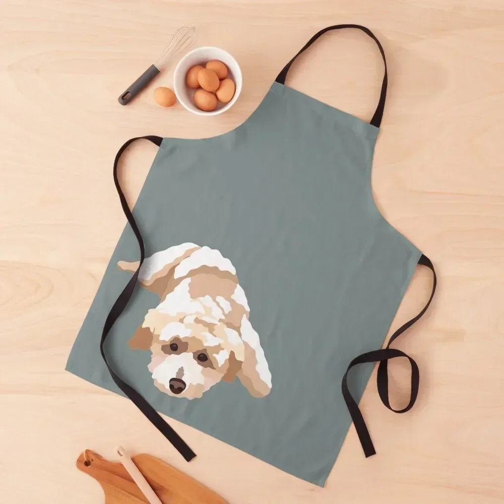 Toy Cockapoo Dog Portrait Digital Illustration Apron All For Kitchen And Home manicurist Apron