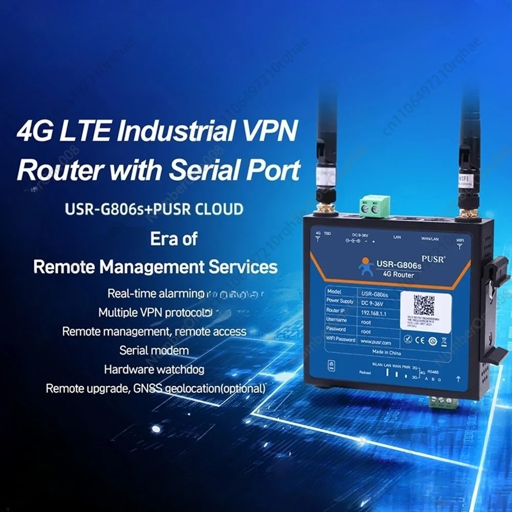 جهاز توجيه صناعي 4G LTE USR-G806S جهاز إنترنت الأشياء المنفذ التسلسلي RS485 LAN إلى 4G محول WiFi يدعم Modbus RTU إلى TCP