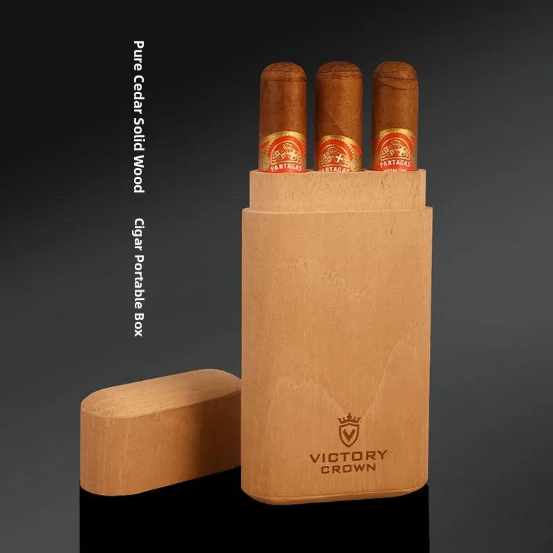 

Portable Real Wood Cedar Cigar Box Dustproof Moistureproof Compact Size for Easy Carry Ideal Smoke Accessories