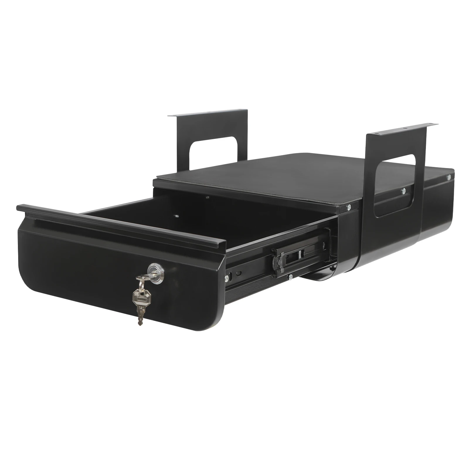 

Under desk pull-out drawer,15*13-inch capacity,steel construction,rust-resistant,space-saving design for easy file organization.