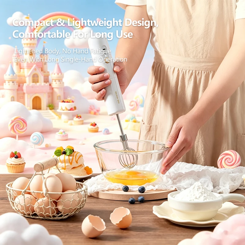 Wireless Three-Speed Electric Foaming Device, Handheld and Foldable Egg Beater, Household Kitchen Small Tool
