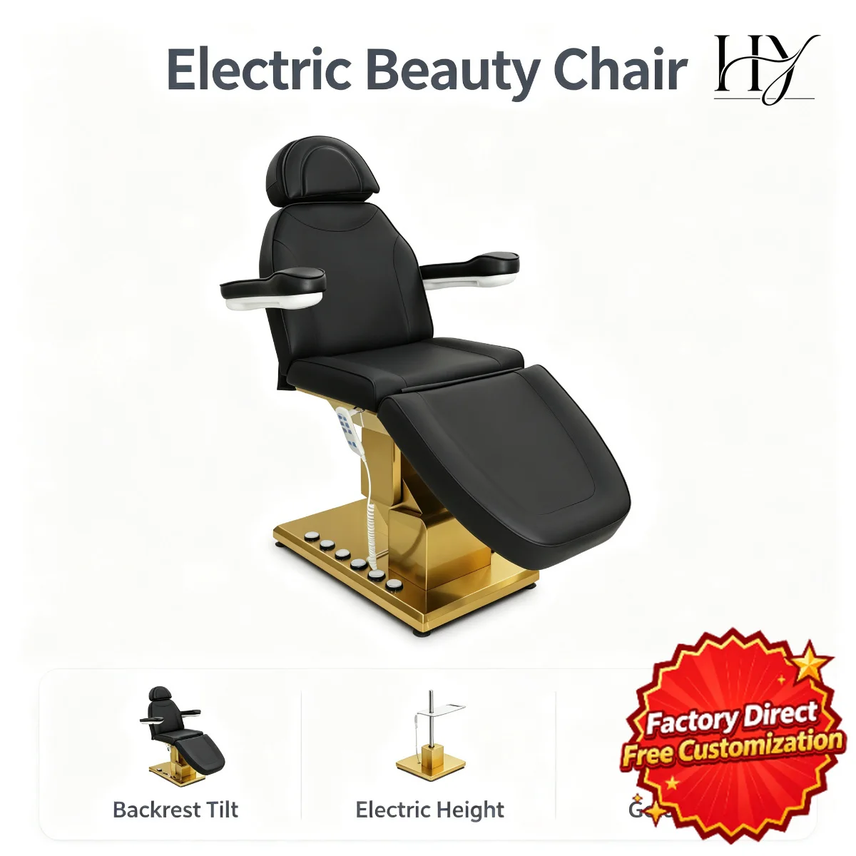 3 Motors Electric Beauty Bed Reclining Height Adjustable Facial Massage Table for Salon Spa Studio