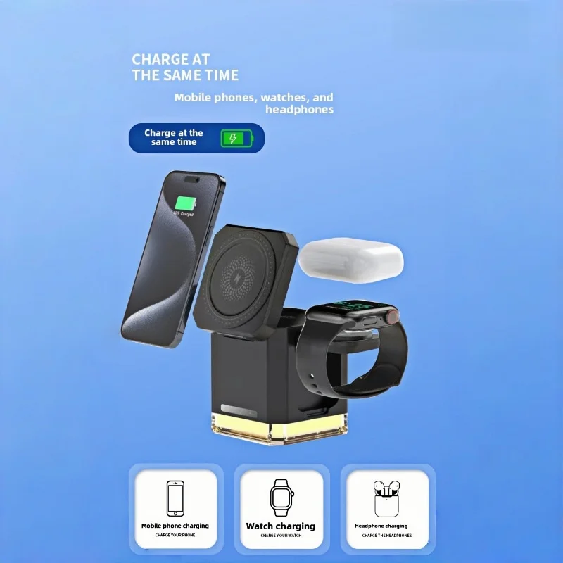 

4 In 1 Household Wireless Charging Socket Foldable Mobile Phone Magnetic Wireless Fast Charging Portable 15w Office Socket