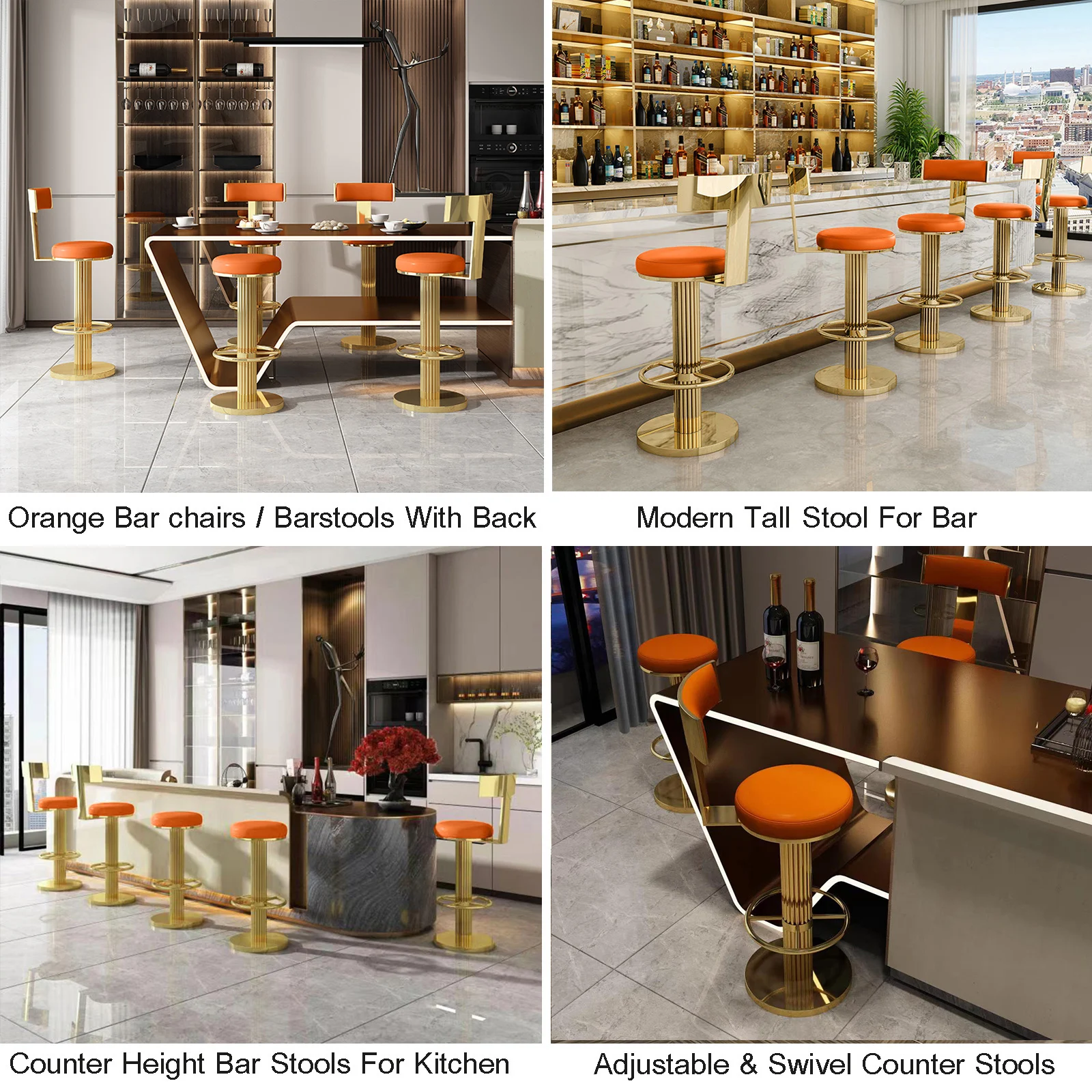 Lift and Swivel Luxury Bar Stools Kitchen Dining Chairs High Stools High Stools Shop Counter Chairs Leisure Chairs