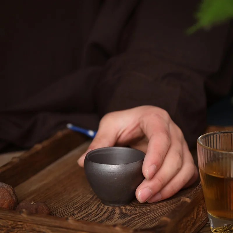Volcanic Clay Retro Ceramic Cup Master Cup Handmade Single Cup Tea Appreciation Cup Personal Cup Ceramic Tire Ink Gold Pottery C