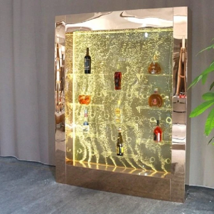 Smart Lighting Dance Water Bubble Feature Wine Cabinet Shelf Display for KTV Restaurant Bar Club Golden Shelf Lamps