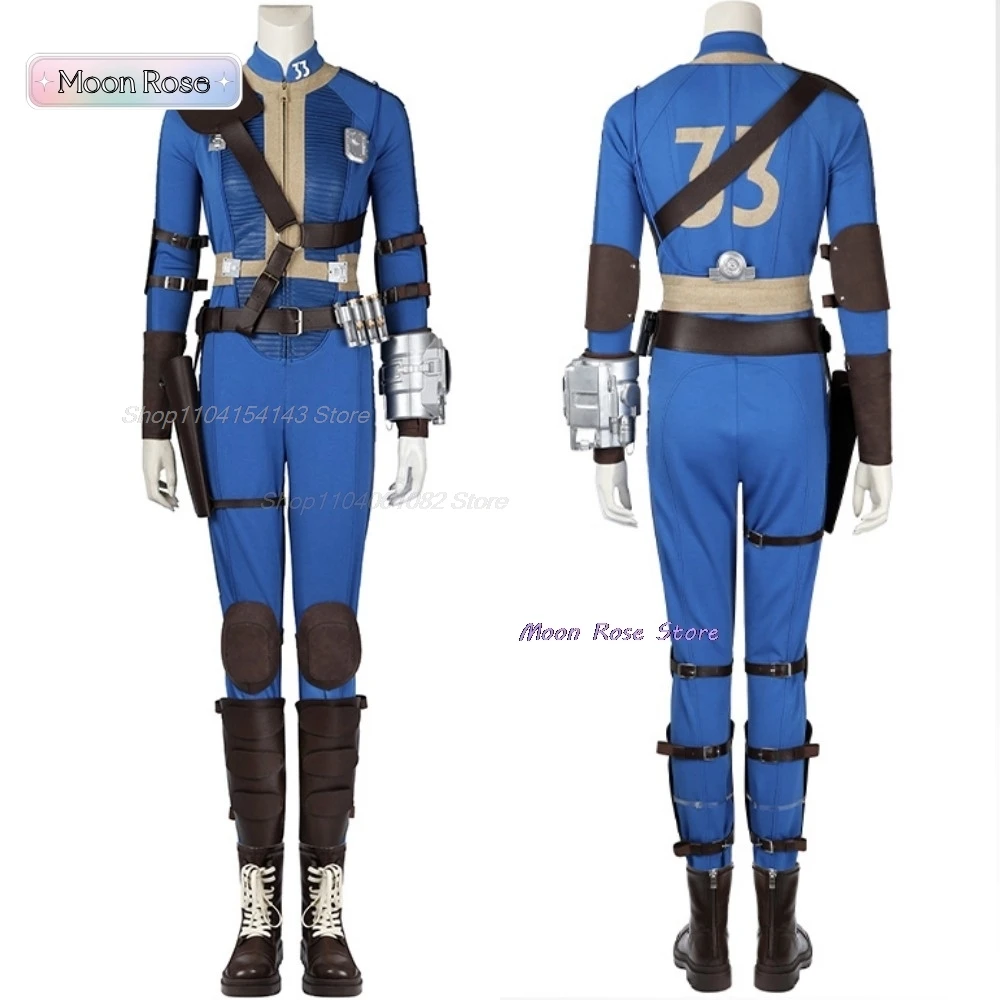 Female Vault 33 Cosplay Lucy Cosplay Costume Blue Fall Suit Out Jumpsuit and Accessories Full Set and Individual Item Custom NO.