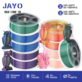 JAYO PLA PLUS ผ้าไหม/Dual/ผ้าไหม 3D เครื่องพิมพ์ 1.75 มม.5 ม้วน/10 ม้วน 100% ไม่มีฟอง FDM 3D เครื่องพิมพ์วัสดุ FAST การจัดส่ง