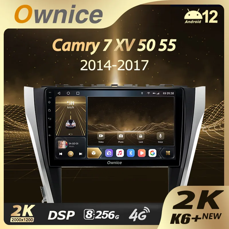 Ownice K6 + 2K para Toyota Camry 7 XV 50 55 2014 - 2017 EDICIÓN DE EE. UU. Radio de coche reproductor de vídeo Multimedia navegador estéreo GPS Android 12