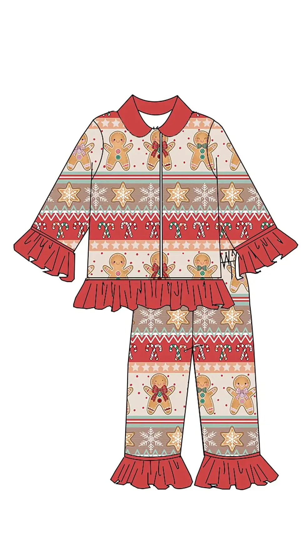 Kids Christmas Gingerbread Man Pajama Set Striped Candy Cane Snowman Boys Boys Xmas  Pjs 2 Piece Outfit