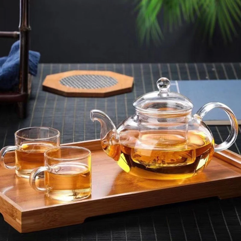 High quality Heat Resistant Glass Tea Pot,Practical Bottle Flower Tea Cup Glass Teapot with Infuser Tea Leaf Herbal Coffee