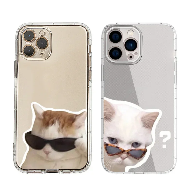 

Gourde Fashion Funny Cute Handsome Glasses Cat Pattern Phone Case for Iphone 17 16 Pro Max 15 14 12 13 11 Pro Max Soft Cover