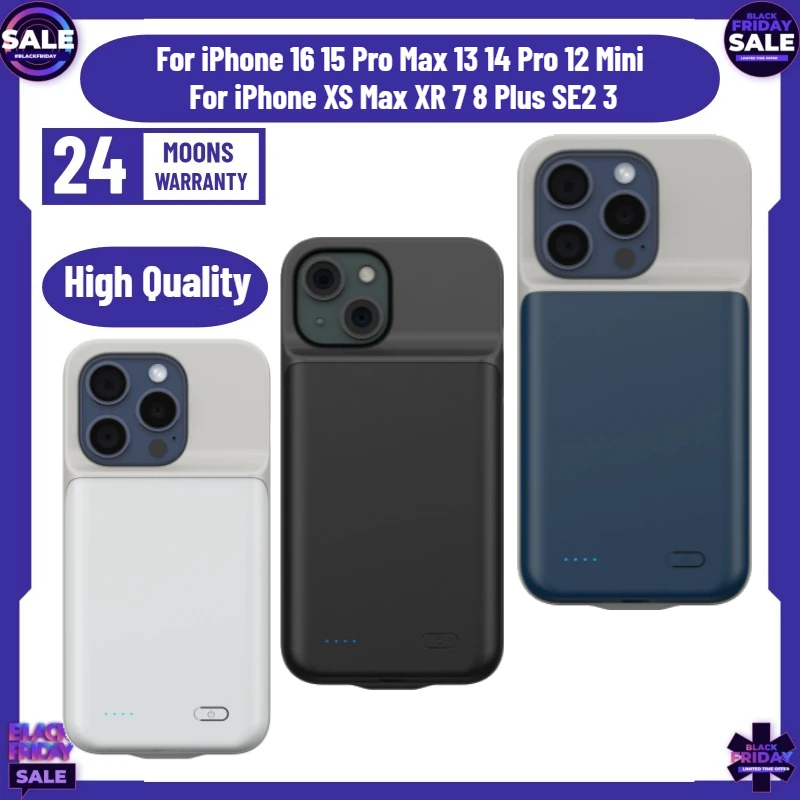 SWZY Battery Charger Case For iPhone XS Max XR 7 8 Plus SE2 For iPhone 16 15 Pro Max 13 14 Pro 12 Mini Power Bank Charging Case