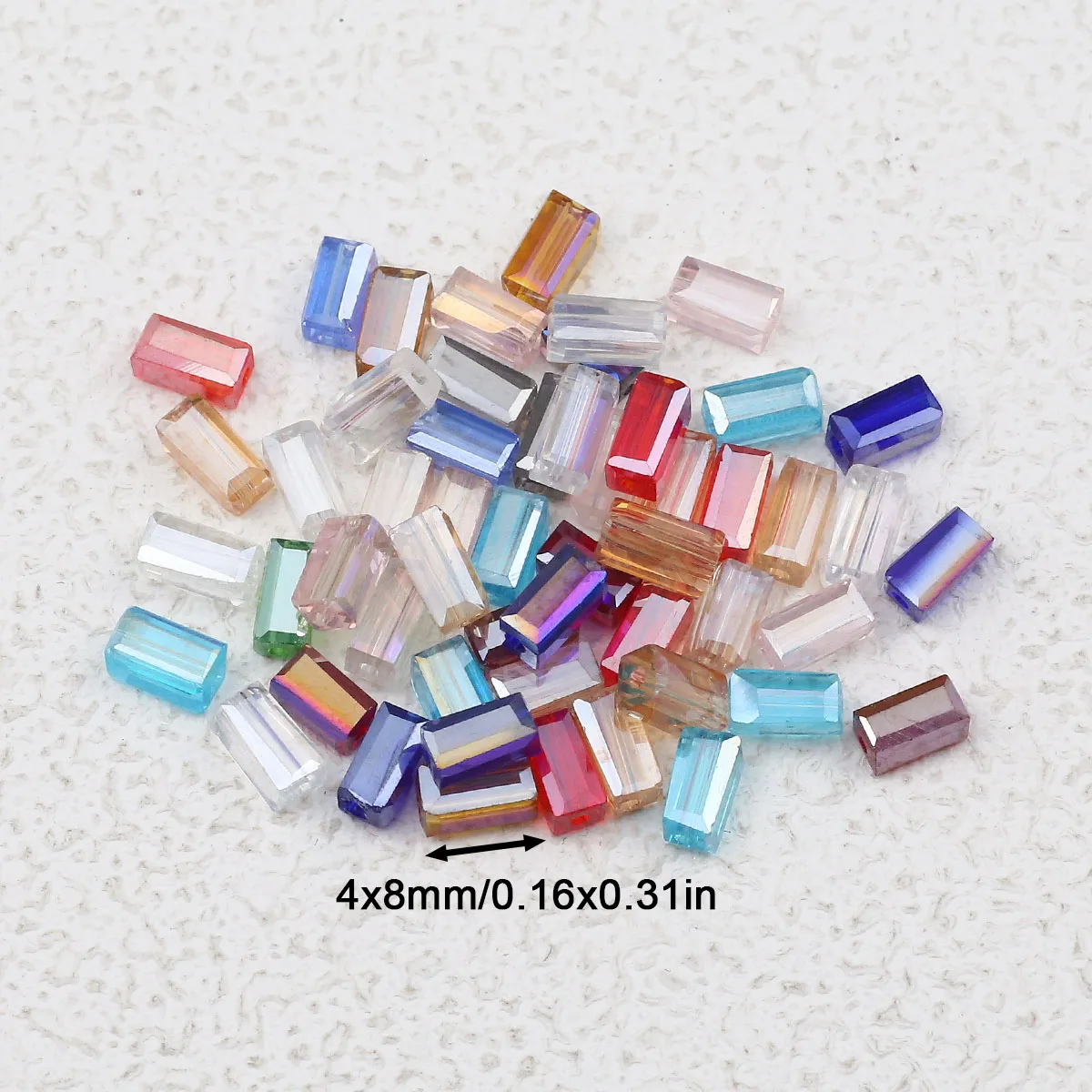 50pcs 4x8mm Austrian Rectangle Crystals Glass Square Loose Spacer Beads For Jewelry Making Bracelets Necklaces DIY Accessorie