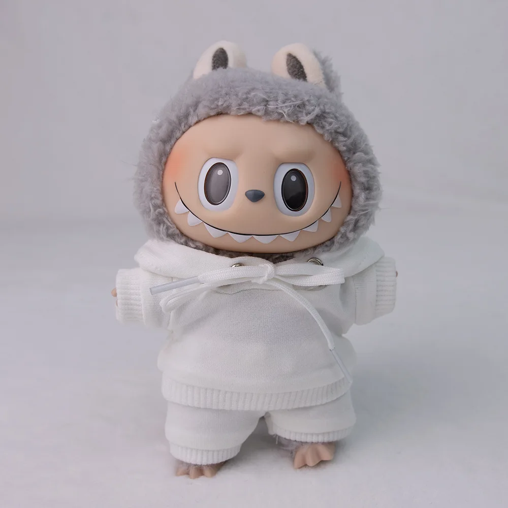 Vêtements de poupée Labubu de 17cm, vêtements à la mode, sweat à capuche, vêtements de poupée, couleur assortie, accessoires de poupées