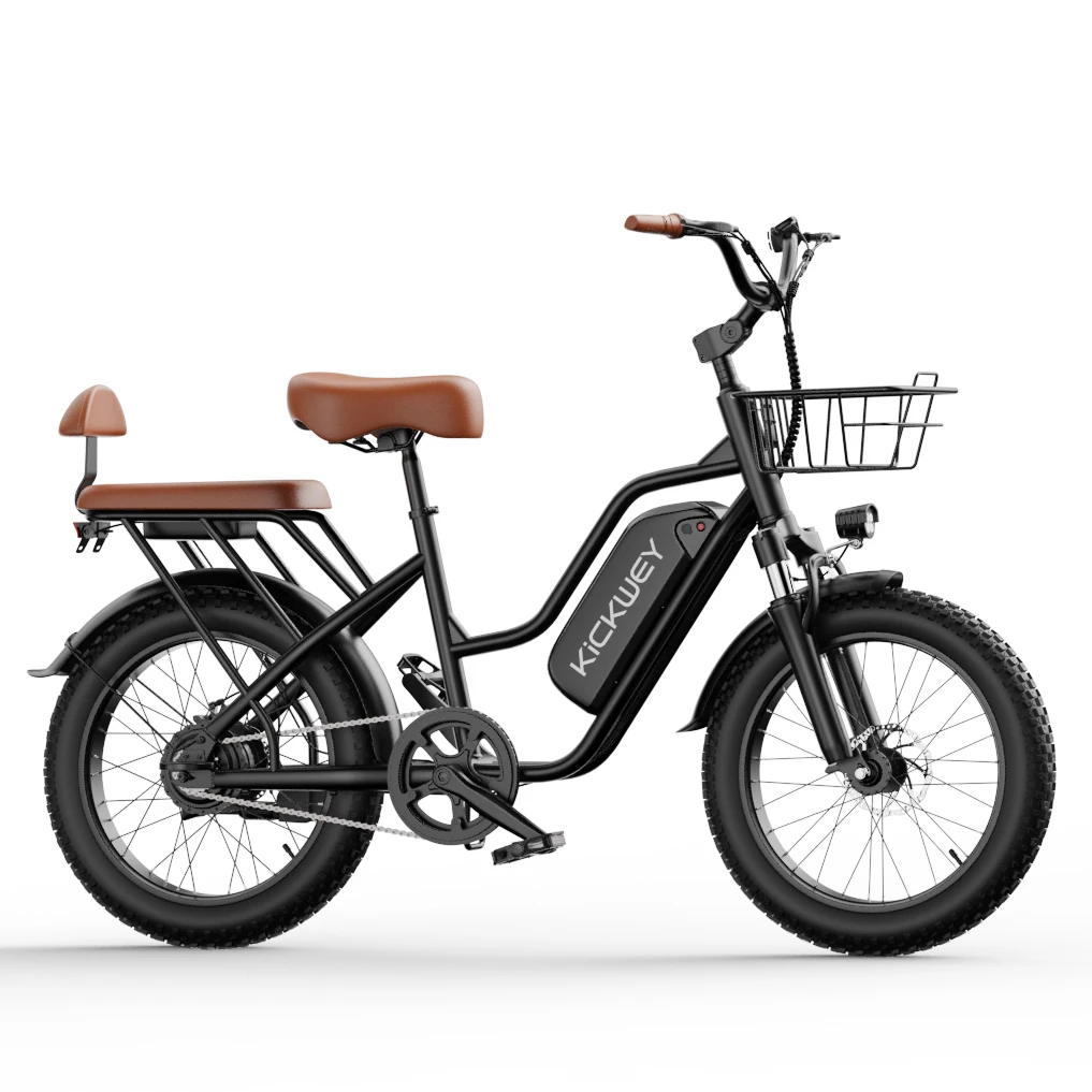 Kickwey LD20 Dual Seat Commuter Adult Electric Bike 1500w 32MPH 48V20ah Mountain Electric Bicycle 20 Inch Fat Tire Motorcycle E Bike