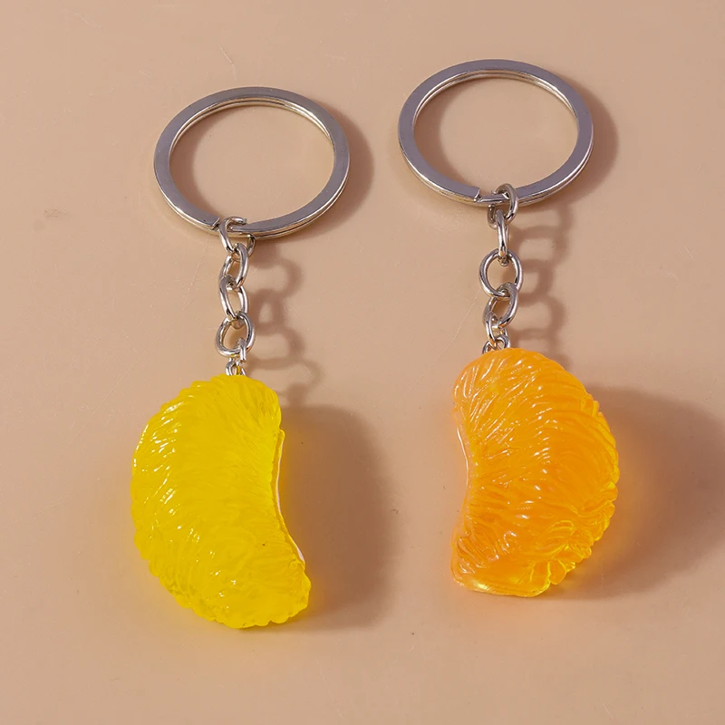 Aihua Cute Mini Simulation Food Key Chain Resin Fruits Orange Keychain Gift Pendant Accessories Keyring DIY Jewelry Gifts