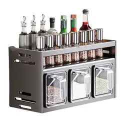 Season Rack Wall Mount Punch-Free Seasoning Holder Large Capacity Storage Rack Seasoning Stand For Kitchen Bathroom Shelves