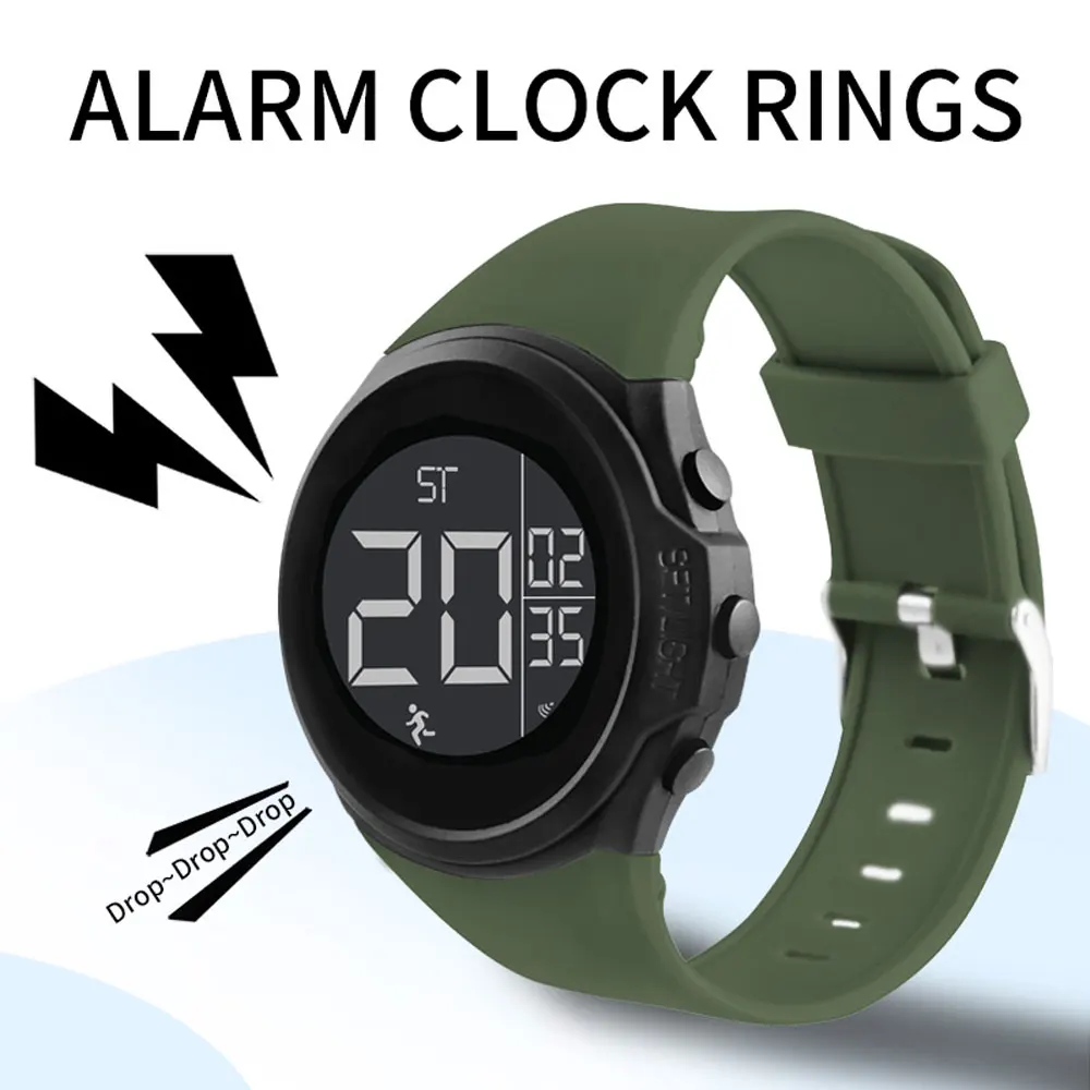 BNMI Digital Sports Watch Multifunctional Electronic Men Watches LED Calendar Weekly Display Luminous Timer Men's Wristwatch