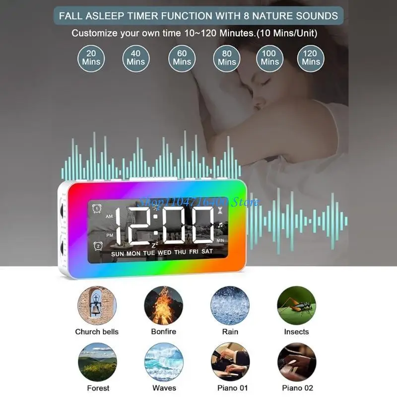 y1gd LED Digital Clocks Alarm Clocks Snooze Temperature Display Electronic Clocks