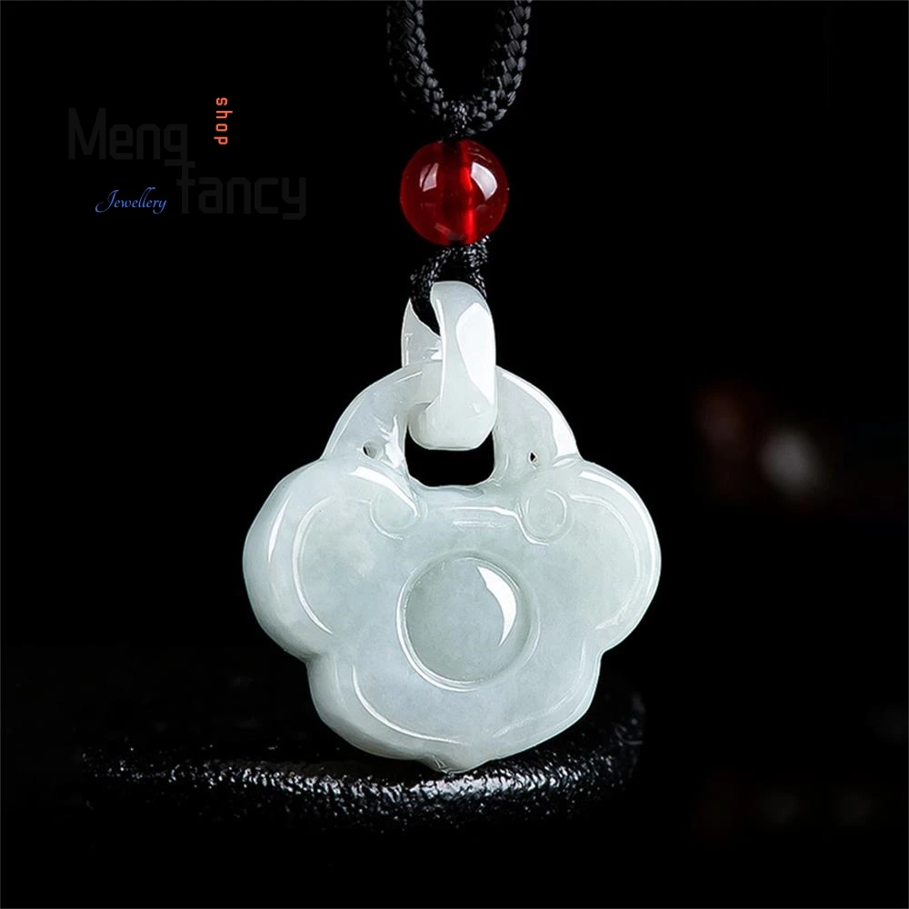 

Genuine Natural Myanmar A-goods Jadeite Good Luck Lock Pendant Simple Exquisite Mascots Best Selling Holiday Gifts Fine Jewelry