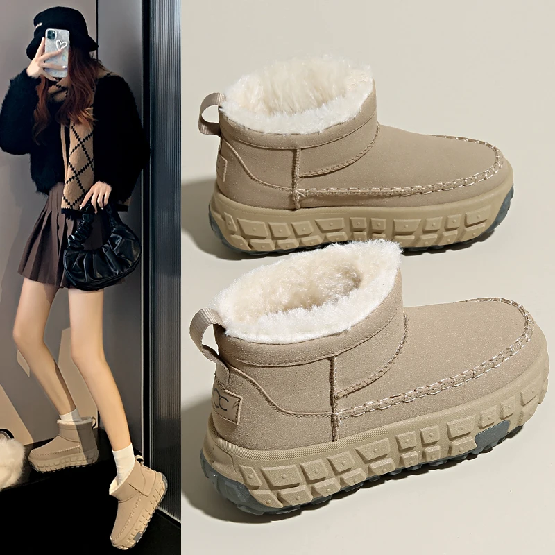 Retro Waterproof Snow Boots 2025 Winter New Soft Sole Vulcanized Cotton Shoes with Plush Insulation High Top Women's Shoes