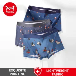 MiiOW 4Pcs Cotton Men Boxers 3A Antibacterial Men's Underwear Panties Seamless Summer Breathable Underpants Male Printed Boxers