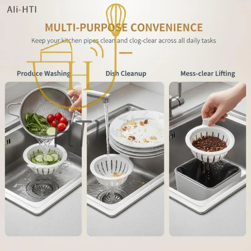 1pcs Drain Basket With Handle Kitchen Sink Strainer Food Slag Strainer Drain Trap Convenient Creative Kitchen Supplies