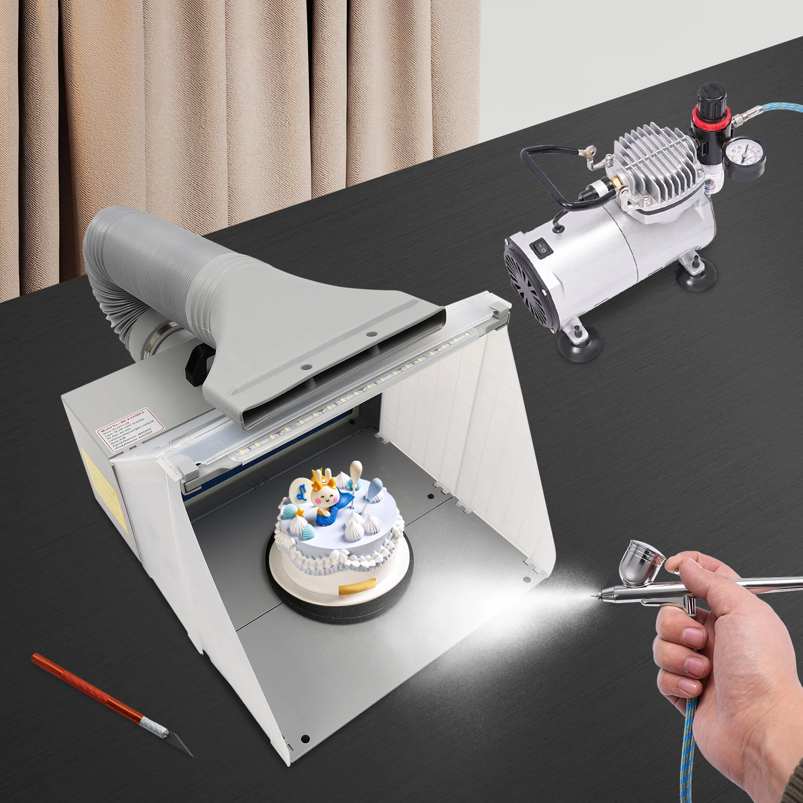 

Professional Airbrushing Set Airbrushing Set with Portable Compressor Kit Airbrushing Set with Model Spray Paint Booth
