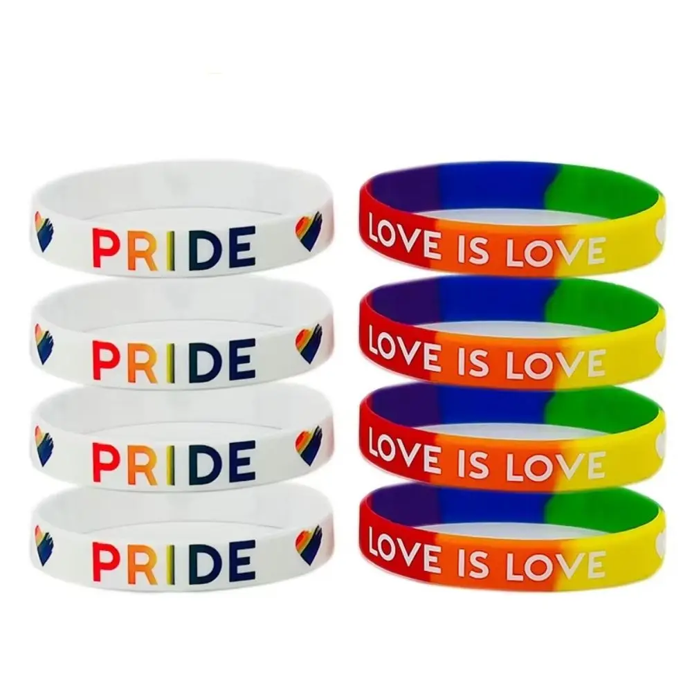 10pcs Special Lovers 6-segment Bracelet Six Colour Against Homophobia Pride Bracelet Friendship Rainbow Rubber Wristband