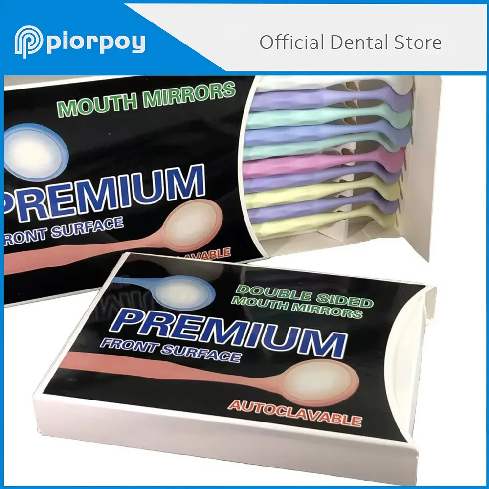 

PIORPOY 10Pc/Box Dental Autoclavable Single/Double Sided Mouth Mirrors Premium Front Surface Mouth Exam Reflector Dentistry Tool