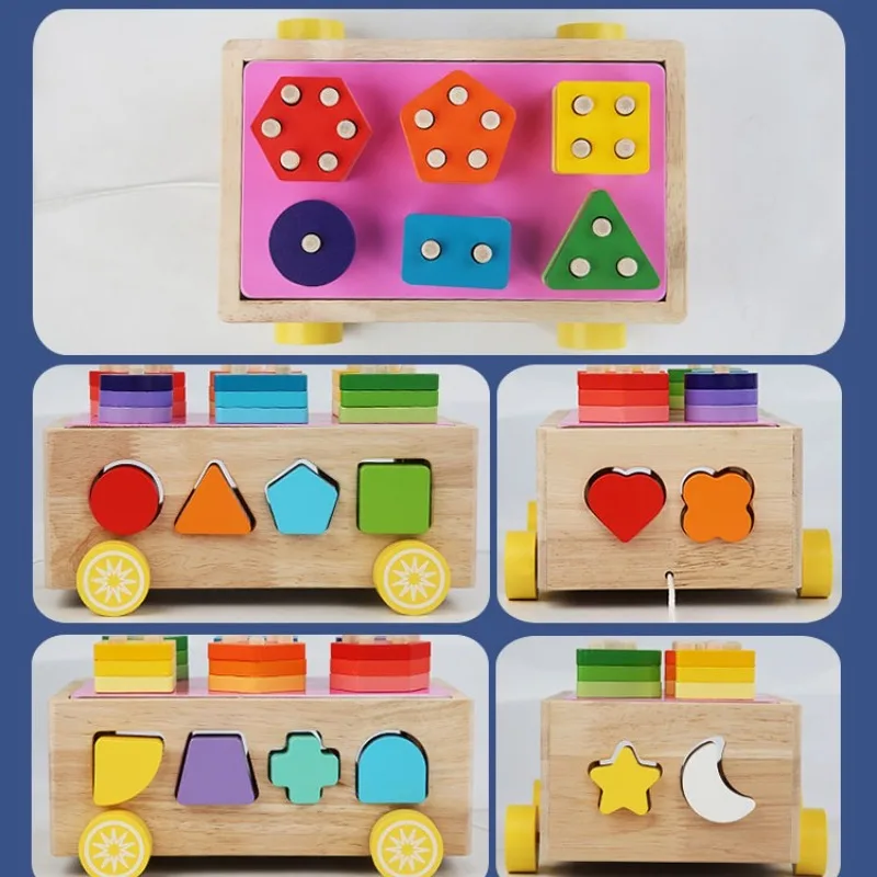 ألعاب خشبية أشكال ملونة متطابقة صندوق ألعاب ألغاز ملون مطرز ألعاب تعليمية معرفية ملونة هدايا للأطفال