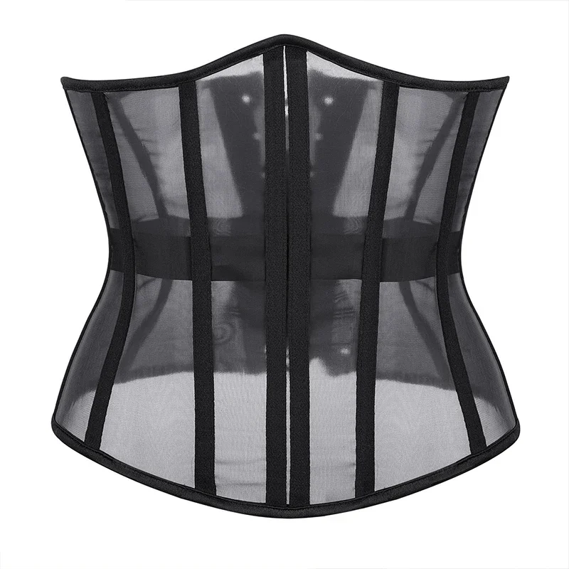 Burvogue Damen-Unterbrustkorsett, Netzstoff, atmungsaktiv, Schnür-Top, Body Shaper, Taillentrainer, sexy Bustiers und Korsetts